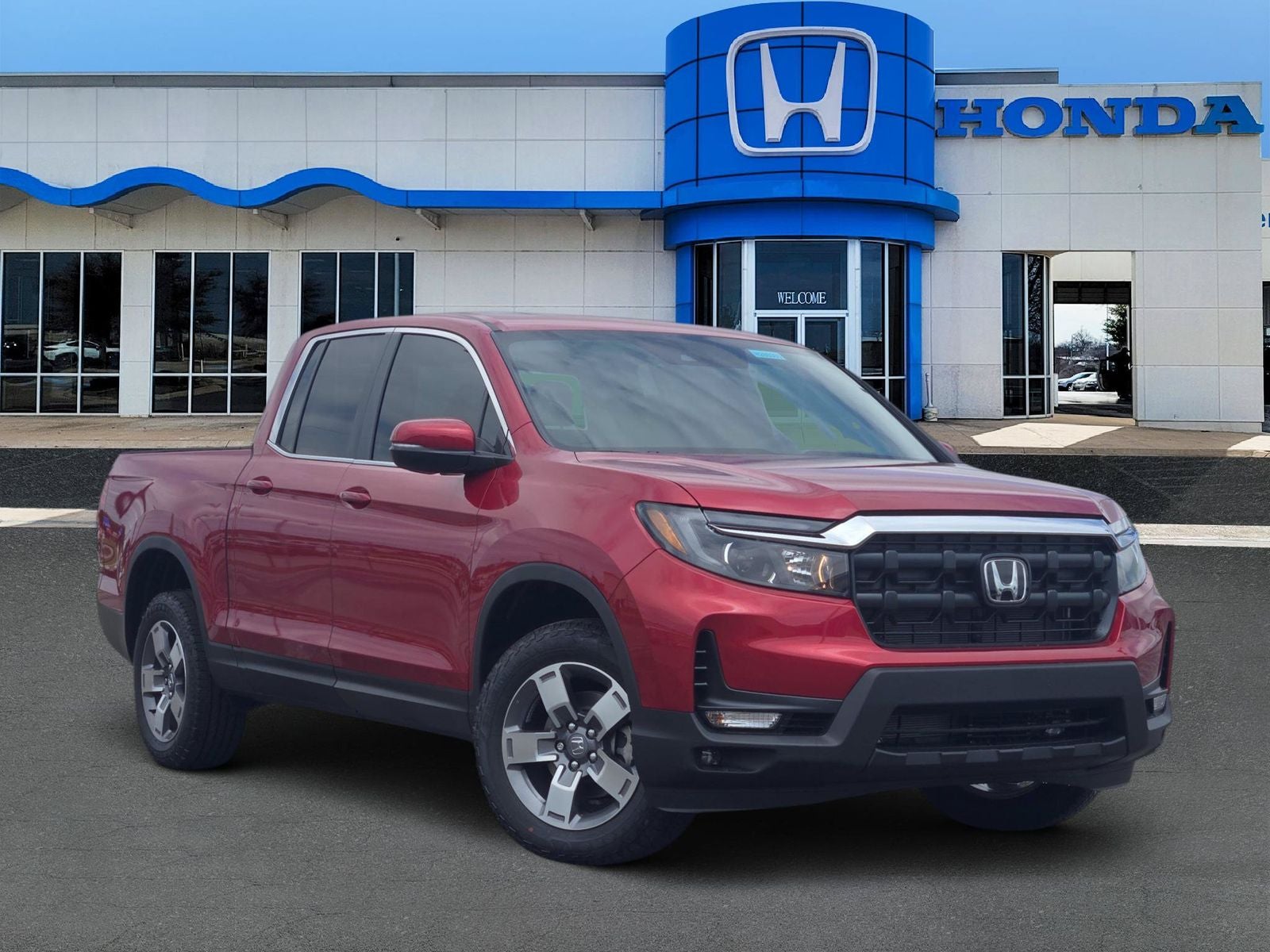 2026 Honda Ridgeline RTL in Radiant Red Metallic II — front three-quarter view